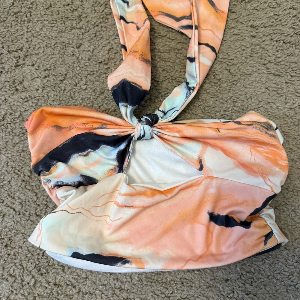 Abstract Print Halter Top